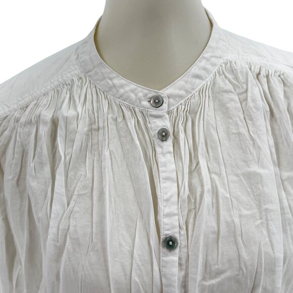 H&M Womens Pleated White Blouse Medium Button-Up Long-Sleeve - Picture 3 of 13